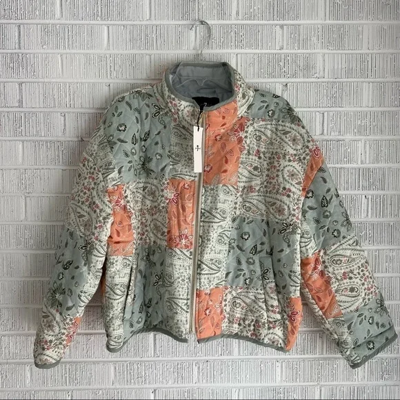 7 For All Mankind | Pastel Print Quilted Jacket NWT - Picture 2 of 8